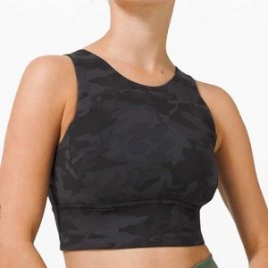NWT RARE lululemon Stronger As One - High Neck Long Line Bra (Black Gray Camo)